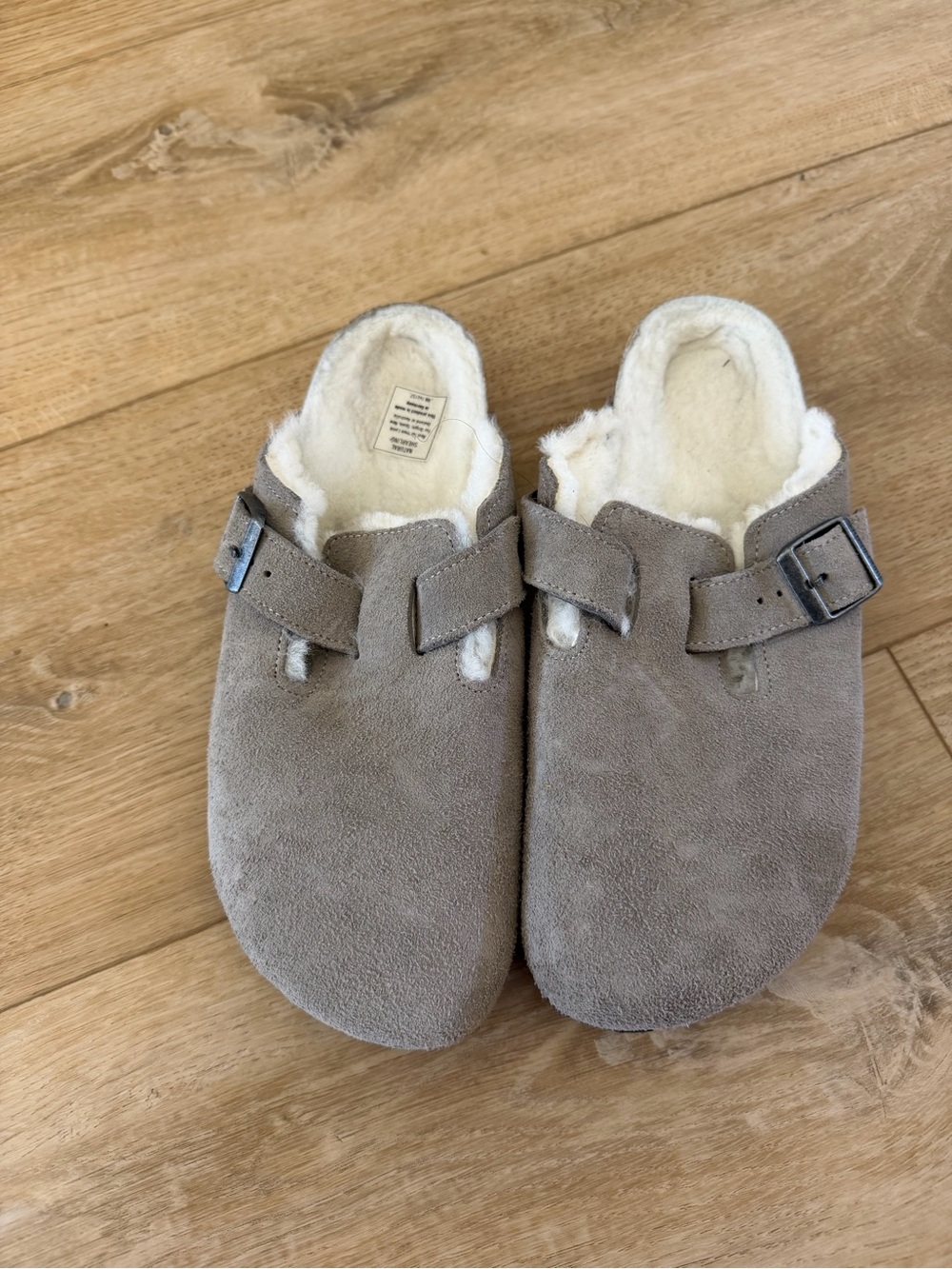 Birkenstock Kids Suede Shearling-Lined Clogs in Taupe